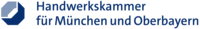 Abbildung Logo blaues 3D Sechseck und blauer Beschriftung mit Handwerkskammer für München und Oberbayern